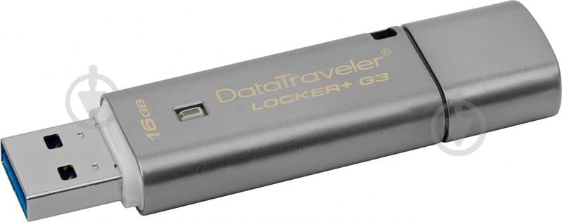 Флеш-память USB Kingston DataTraveler Locker+ G3 16 ГБ USB 3.0 grey (DTLPG3/16GB) - фото 1