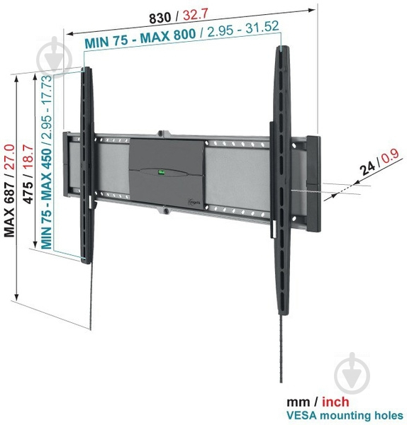 Кріплення для телевізора Vogels EFW 8305 фіксовані 32"-80" чорний - фото 3