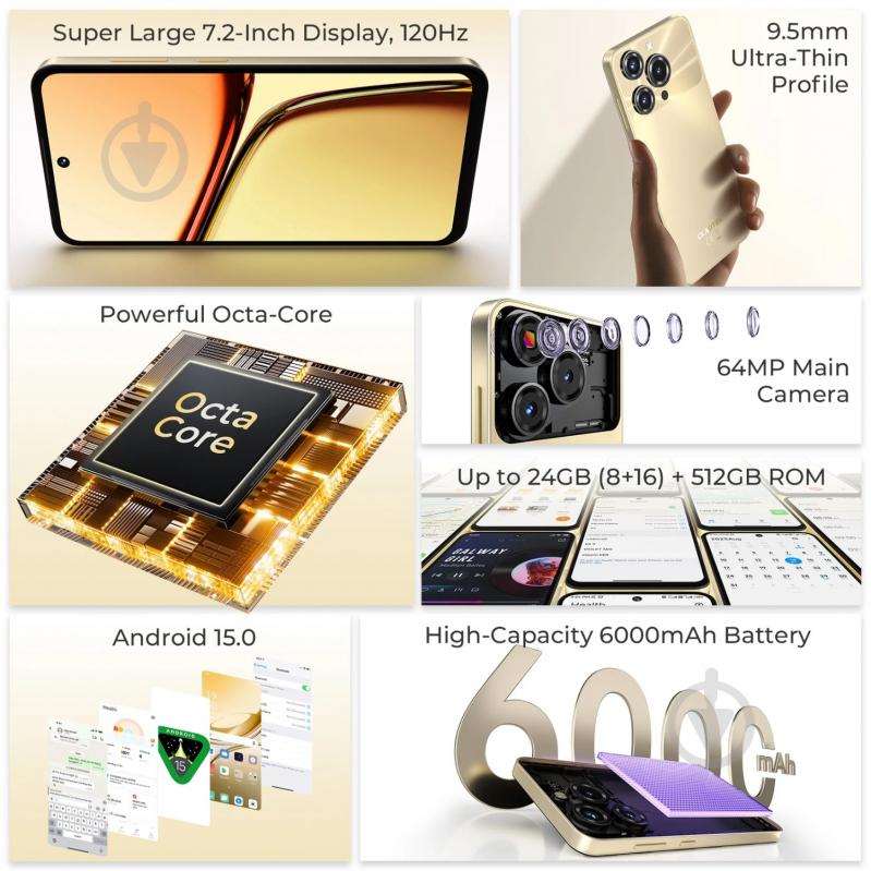Смартфон Oukitel C69 8/512GB gold (C69_8_512_GD) - фото 3