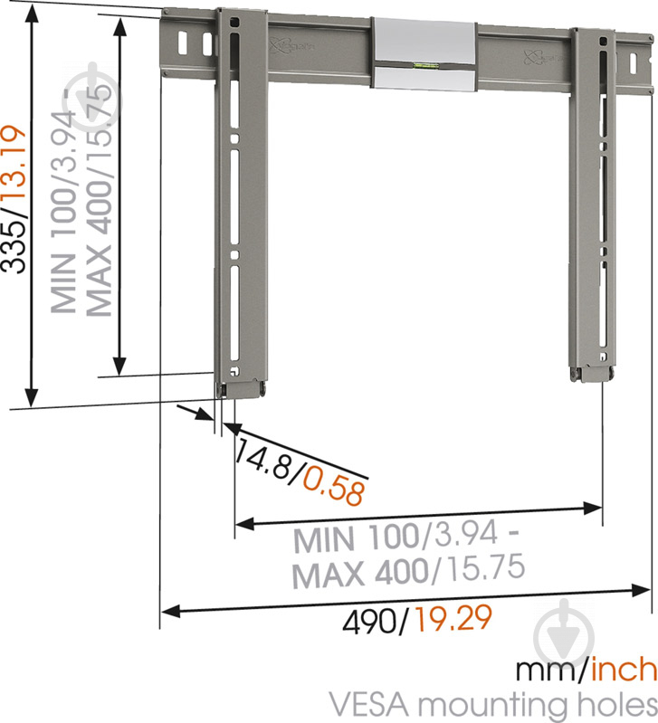 Кріплення для телевізора Vogels THIN 205 фіксовані 26"-42" сірий - фото 2