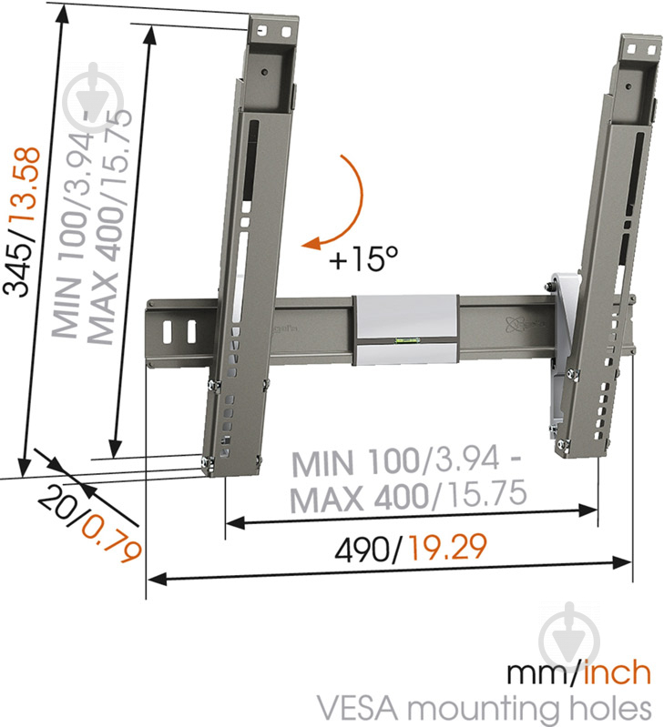 Крепление для телевизора Vogels THIN 215 наклонные 26"-42" серый - фото 4