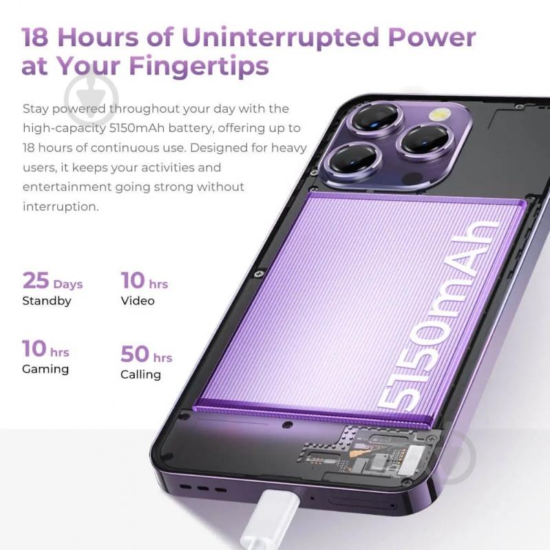 Смартфон Oukitel P1 8/256GB purple (P1_PL) - фото 4 Смартфон Oukitel P1 8/256GB purple (P1_PL) - фото 4