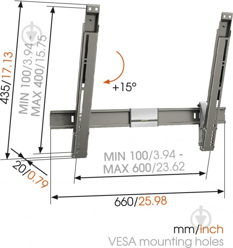 Кріплення для телевізора Vogels Thin 315 похилі 32"-55" сірий - фото 4