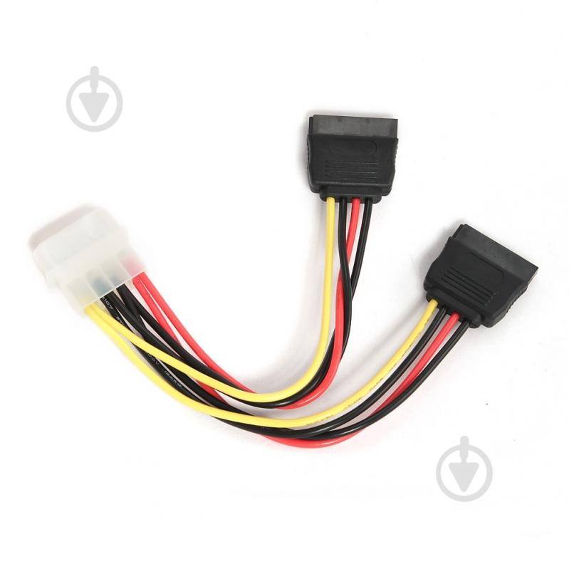 Кабель комп'ютерний внутрішній Cablexpert Molex – SATA 0,3 м (CC-SATA-PSY-0.3M) (Molex) M / F + 2 SATA кабель живлення - фото 2