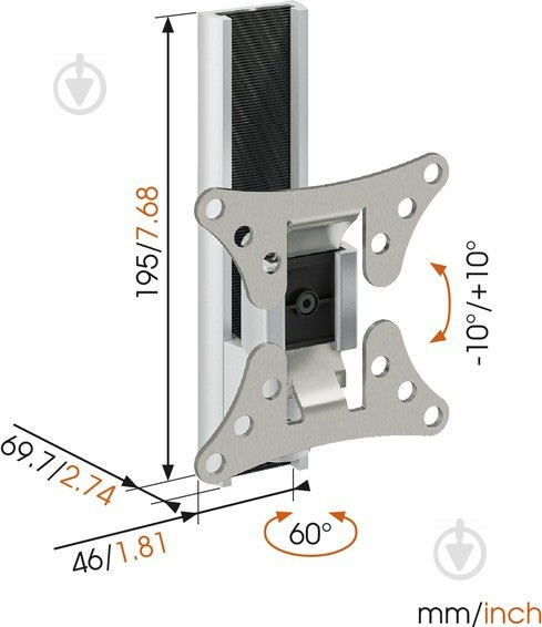 Кріплення для телевізора Vogels WALL 1020 похиліповоротні 17"-26" сірий - фото 2