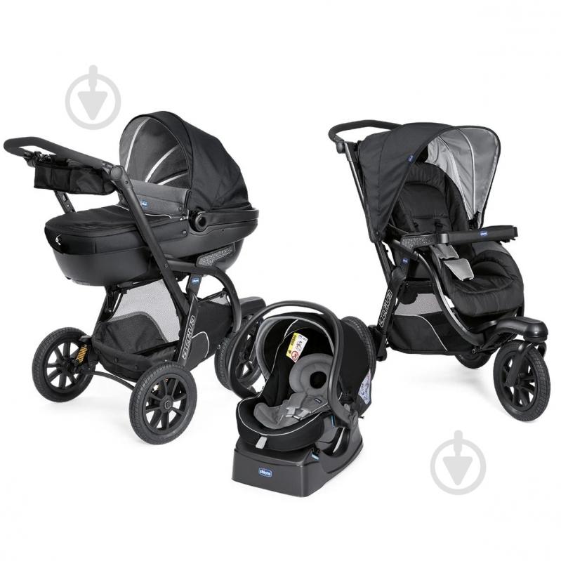 Коляска 3 в 1 Chicco Trio Activ3 Top черная (79270.51) - фото 1