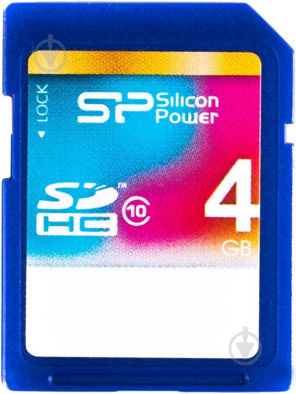 Карта пам'яті Silicon Power SDHC 4GB Class 10 (SP004GBSDH010V10) - фото 1