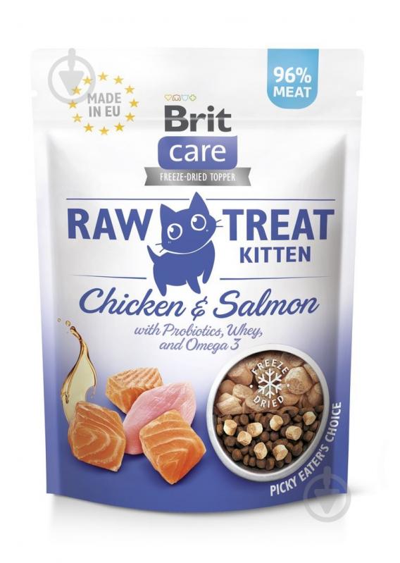 Лакомство Brit Raw Treat Kitten Freeze-dried с курицей и лососем 40 г - фото 1 Лакомство Brit Raw Treat Kitten Freeze-dried с курицей и лососем 40 г - фото 1