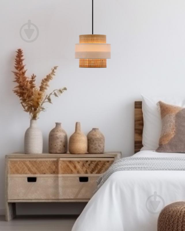 Люстра подвесная Candellux RATTAN 1x40 Вт E27 белый/бежевый/черный 31-18182 - фото 4