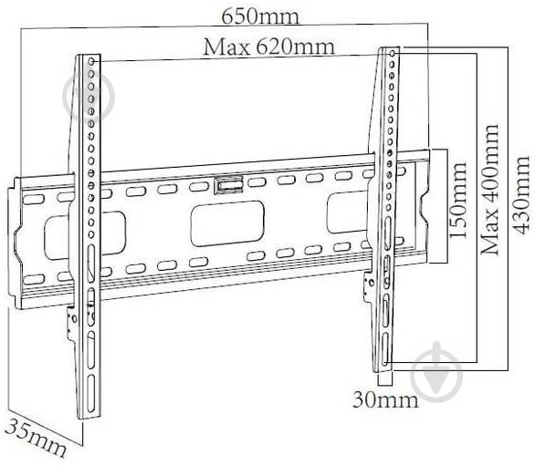 Крепление для телевизора X-Digital STEEL SF405 фиксированные 40"-65" черный - фото 2