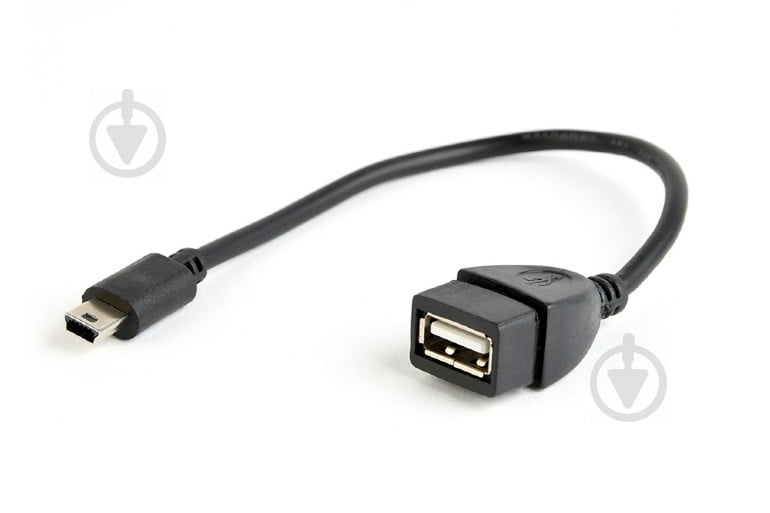 Перехідник Cablexpert 0,15 м чорний (A-OTG-AFBM-002) OTG USB2.0, A-мама/mini B-тато - фото 1