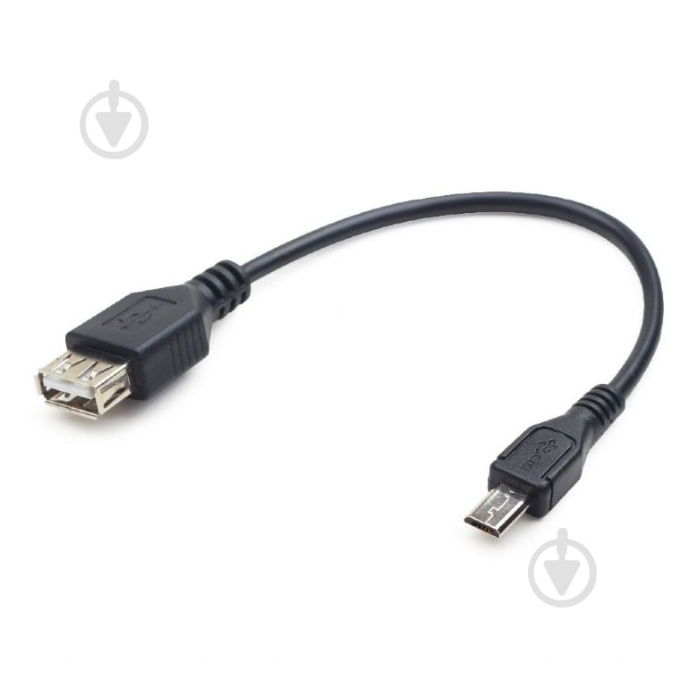 Кабель Cablexpert 0,15 м чорний (A-OTG-AFBM-03) OTG USB2.0, A-мама/miсro B-тато - фото 1