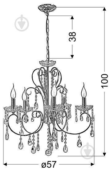 Люстра підвісна Candellux AURORA 5x40 Вт E14 чорний/прозорий 35-73730 - фото 2