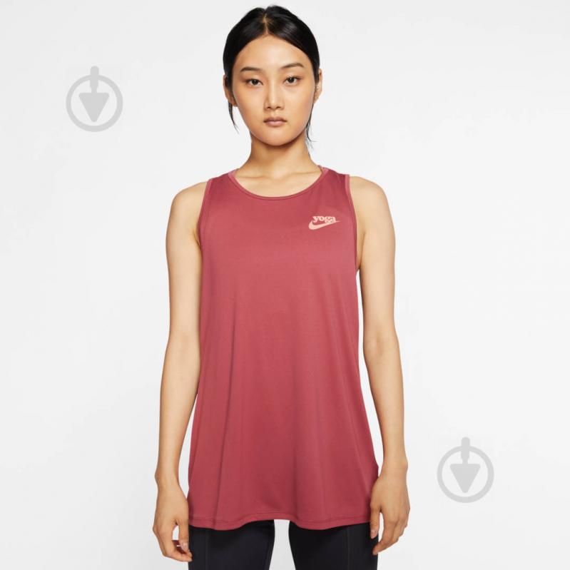 Майка Nike W NK YOGA TANK KEYHOLE GRX BV5711-661 L бордовий - фото 4