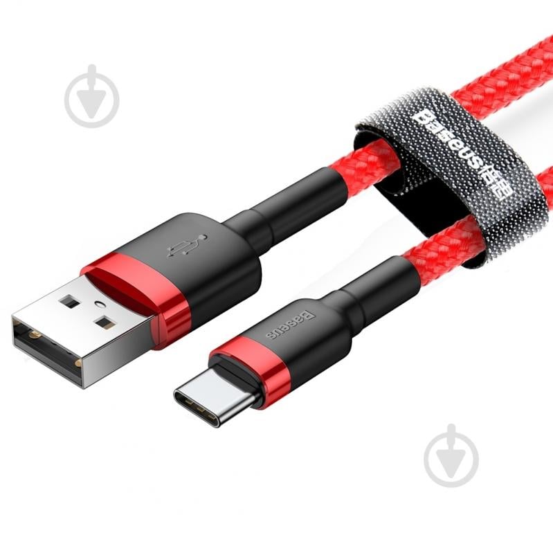 Кабель BASEUS Cafule Cable USB for Type-C 3A 0,5 м червоний (CATKLF-A09) - фото 3