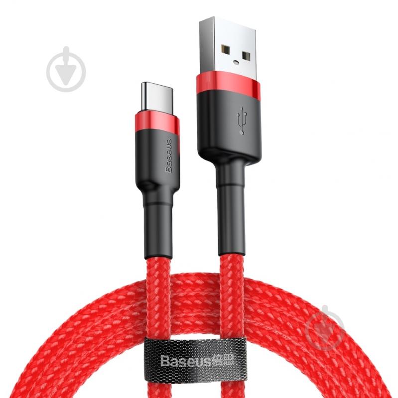 Кабель BASEUS Cafule Cable USB for Type-C 3A 0,5 м червоний (CATKLF-A09) - фото 1