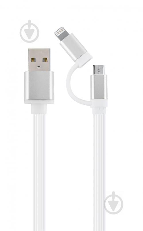 Кабель Cablexpert 1 м срібний (CC-USB2-AM8PmB-1M-SV) USB 2.0 BM-тато/Lightning/Micro - фото 1