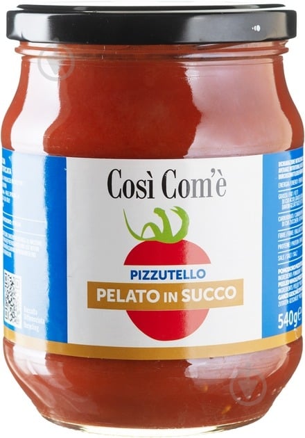 Томаты Cosi' Com'e' Пиццутелло очищенные в собственном соку 540 г - фото 1 Томаты Cosi' Com'e' Пиццутелло очищенные в собственном соку 540 г - фото 1
