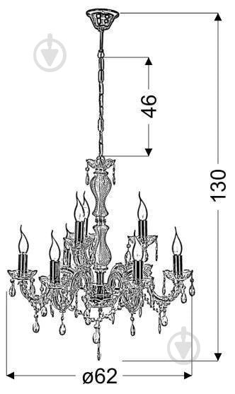 Люстра підвісна Candellux MARIA TERESA 8x40 Вт E14 золото/прозорий 38-94653 - фото 2