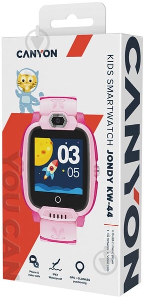 Смарт-часы детские Canyon Jondy KW-44 Kids music pink 4G Camera GPS WiFi (CNE-KW44PP) - фото 4