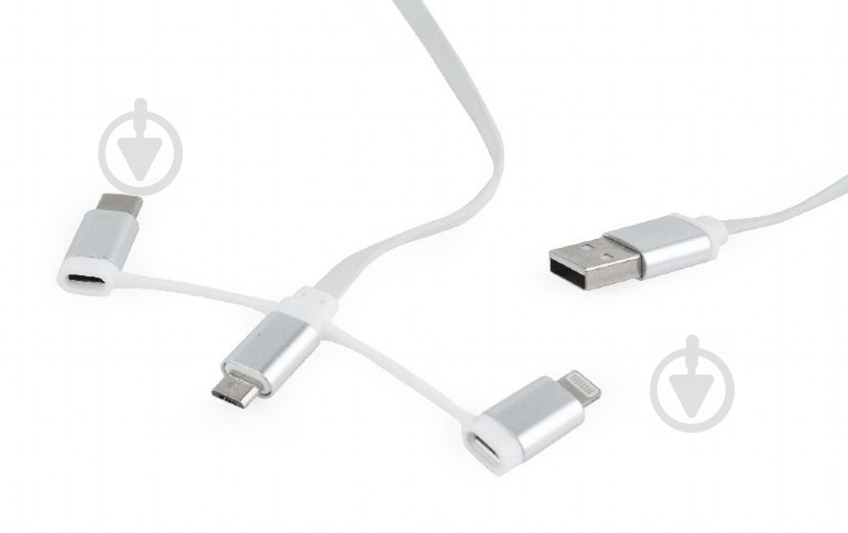 Кабель Cablexpert 1 м білий (CC-USB2-AMLM32-1M-W) USB 2.0 BM-тато/Lightning/Micro/Type-C USB - фото 2