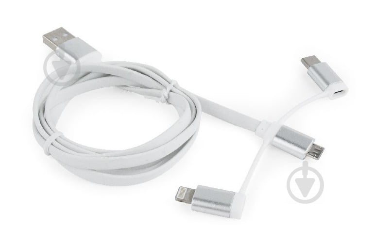 Кабель Cablexpert 1 м білий (CC-USB2-AMLM32-1M-W) USB 2.0 BM-тато/Lightning/Micro/Type-C USB - фото 1