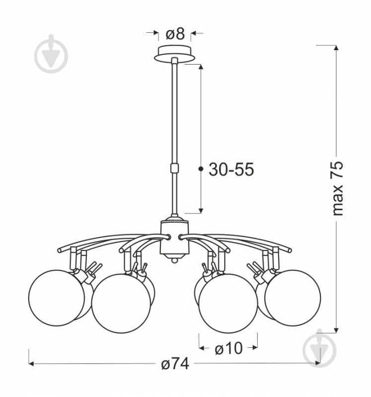 Люстра підвісна Candellux Lentini 8x40 Вт G9 латунь/бурштиновий 38-16393 - фото 4