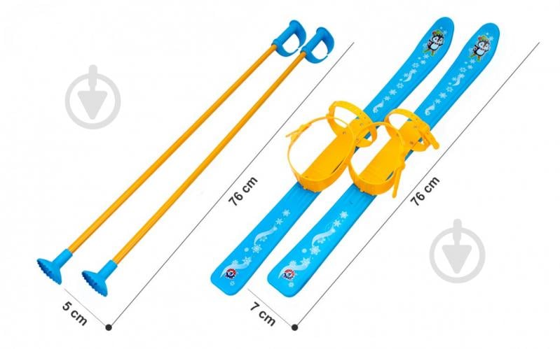 Комплект лыжи и палки ТехноК 76 см з еластичним пластиковими кріпленнями 3350B - фото 5