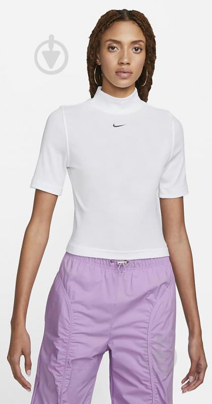 Футболка Nike W NSW ESSNTL RIB MOCK SS TOP DV7958-100 р.XL белый - фото 1