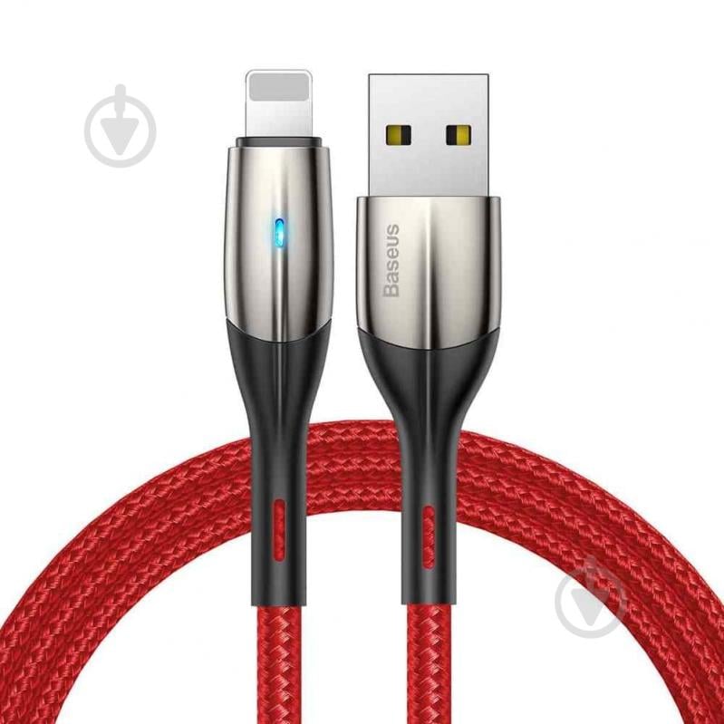 Кабель BASEUS Horizontal Data Cable (with an Indicator Lamp) USB for iP 2.4 A 1 м красный (CALSP-B09) - фото 1
