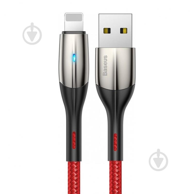 Кабель BASEUS Horizontal Data Cable (with an Indicator Lamp) USB for iP 2.4 A 1 м красный (CALSP-B09) - фото 2