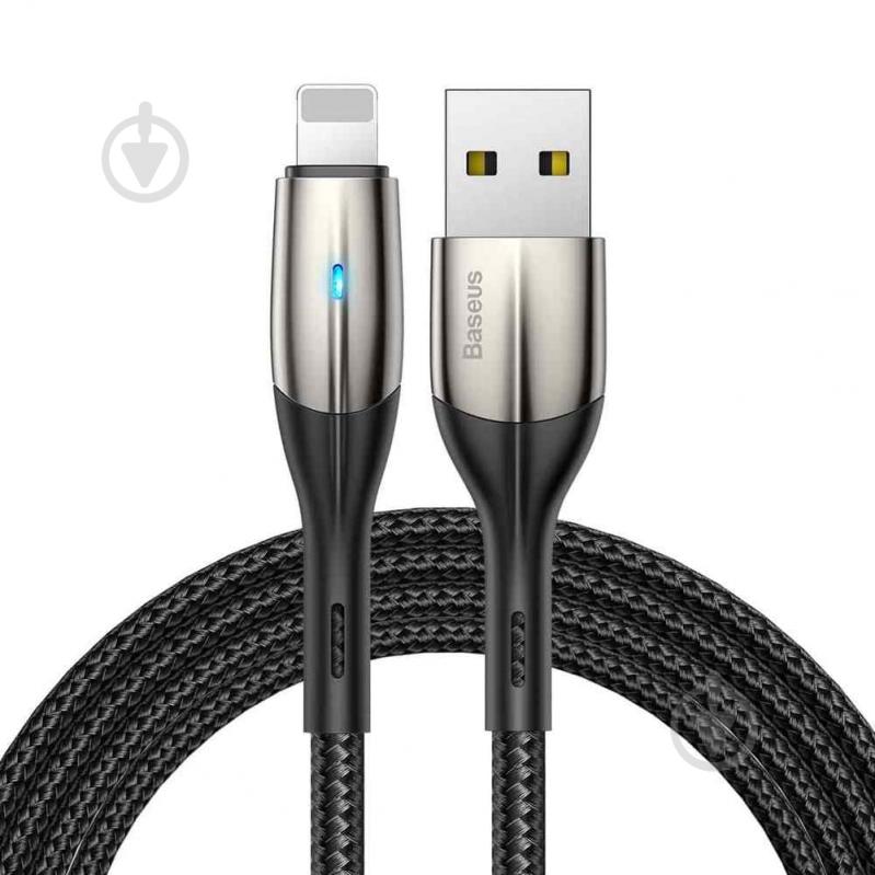 Кабель BASEUS Horizontal Data Lightning Cable 1.5 A 2 м чорний (CALSP-C01) - фото 1