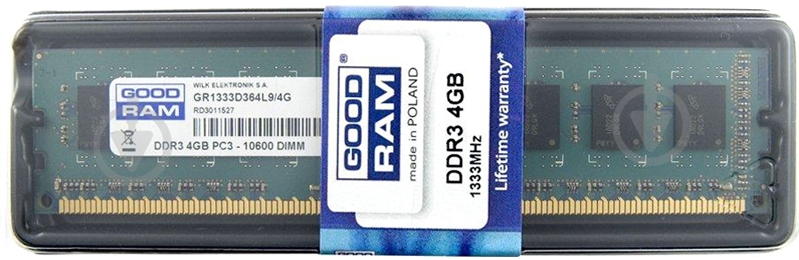 Оперативная память GOODRAM DDR3 SDRAM 4 GB (1x4GB) 1333 MHz (GR1333D364L9S/4G) - фото 2