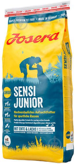 Корм для всех пород Josera Sensi Junior для собак 12-24 мес с уткой и лососем 15 кг 15 кг - фото 1