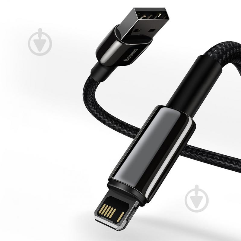 Кабель BASEUS Tungsten Gold Fast Charging Data Cable USB to iP 2.4A 1 м черный (CALWJ-01) - фото 2