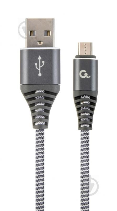 Кабель Cablexpert USB – microUSB 1 м серый (CC-USB2B-AMmBM-1M-WB2) micro USB 2.0 A-папа/Micro B-папа - фото 1