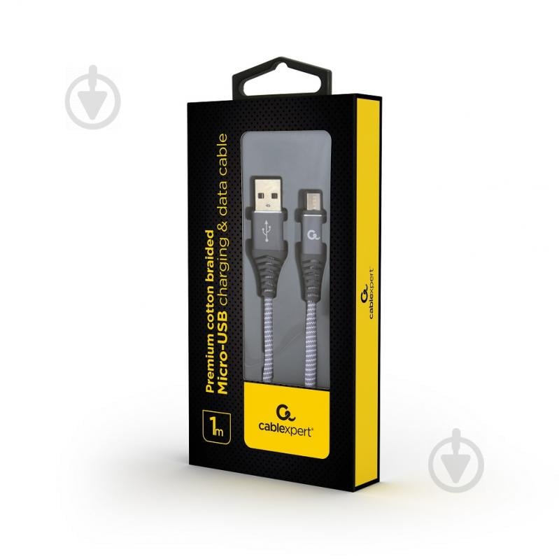 Кабель Cablexpert USB – microUSB 1 м серый (CC-USB2B-AMmBM-1M-WB2) micro USB 2.0 A-папа/Micro B-папа - фото 2