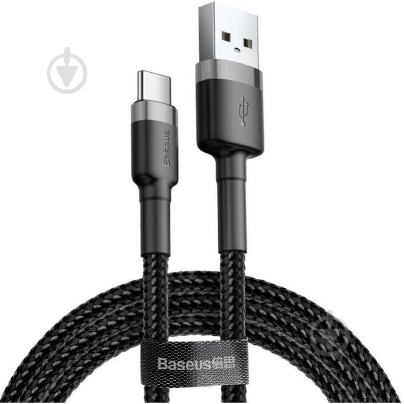 Кабель BASEUS Cafule Cable USB For Type-C 2A 3 м grey/black (CATKLF-UG1) - фото 1