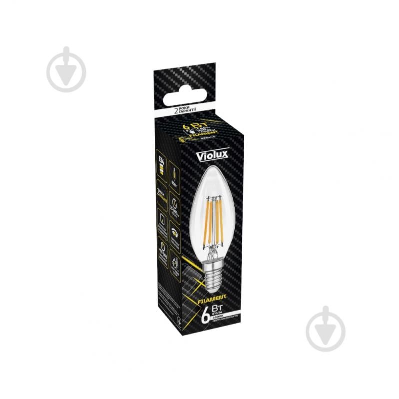 Лампа светодиодная Violux LED FILAMENT C37 9 Вт E14 4000 К 195 В прозрачная 833054 - фото 2