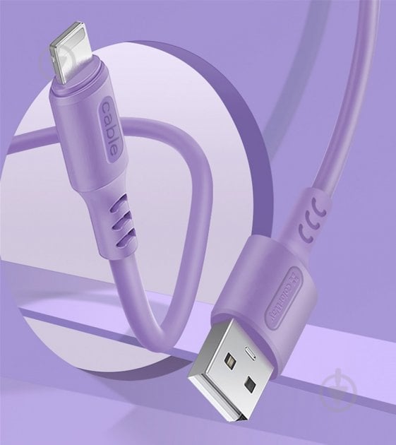 Кабель ColorWay USB - Apple Lightning (soft silicone) 2.4а 1 м фіолетовий (CW-CBUL044-PU) - фото 4