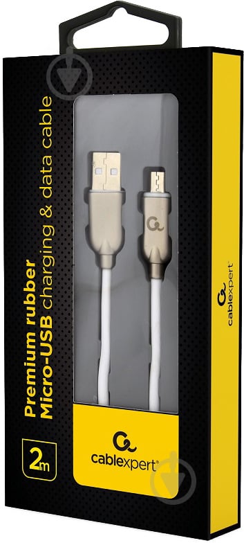 Кабель Cablexpert USB – microUSB 2 м білий (CC-USB2R-AMmBM-2M-W) USB 2.0 A-тато/Micro B-тато - фото 2