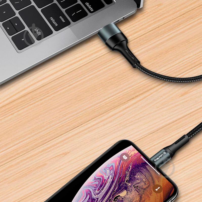 Кабель ColorWay USB - Apple Lightning (nylon) 2.4 А 1 м черный (CW-CBUL045-BK) - фото 13