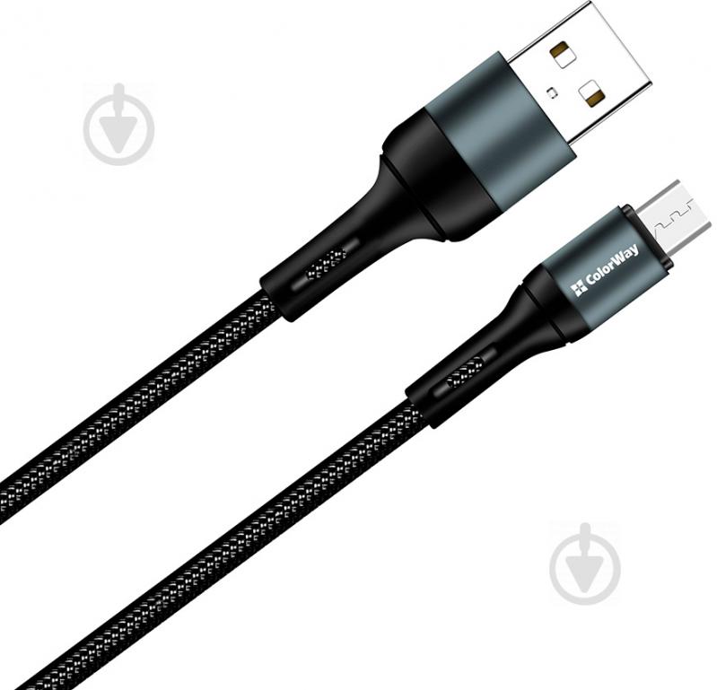 Кабель ColorWay USB - MicroUSB (nylon) 2.4 А 1 м чорний (CW-CBUM045-BK) - фото 7