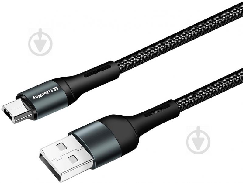 Кабель ColorWay USB - MicroUSB (nylon) 2.4 А 1 м черный (CW-CBUM045-BK) - фото 4