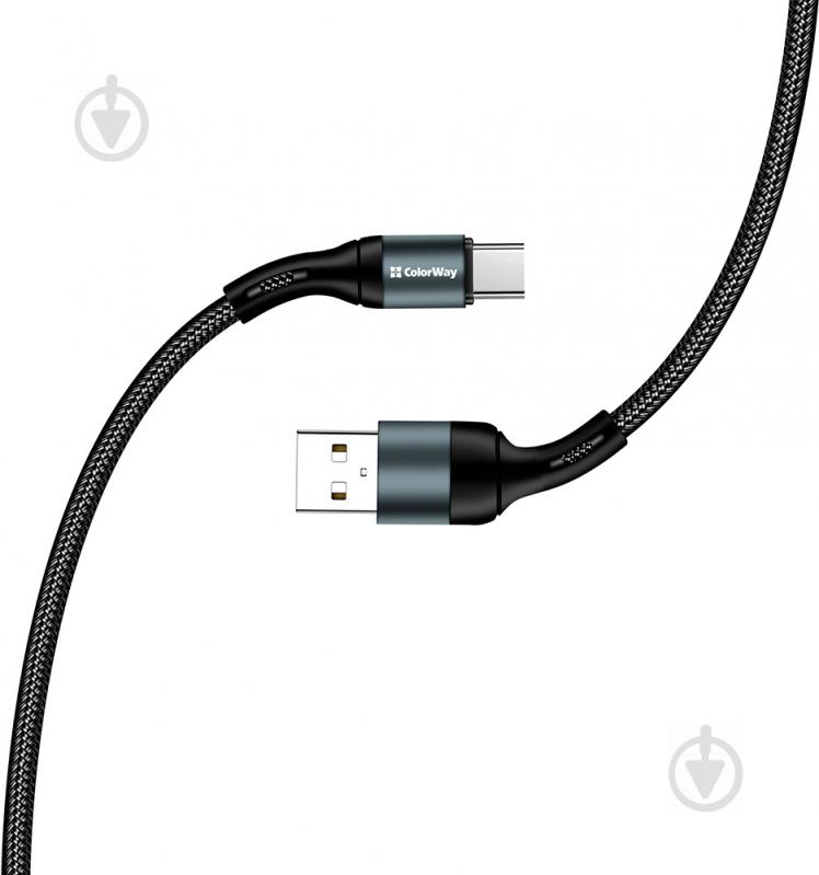 Кабель ColorWay USB - Type-C (nylon) 2.4 А 1 м черный (CW-CBUC045-BK) - фото 7