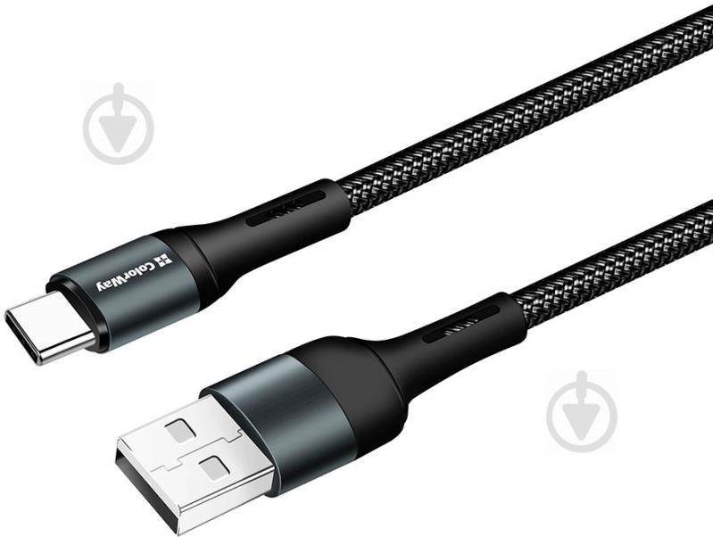 Кабель ColorWay USB - Type-C (nylon) 2.4 А 1 м черный (CW-CBUC045-BK) - фото 2