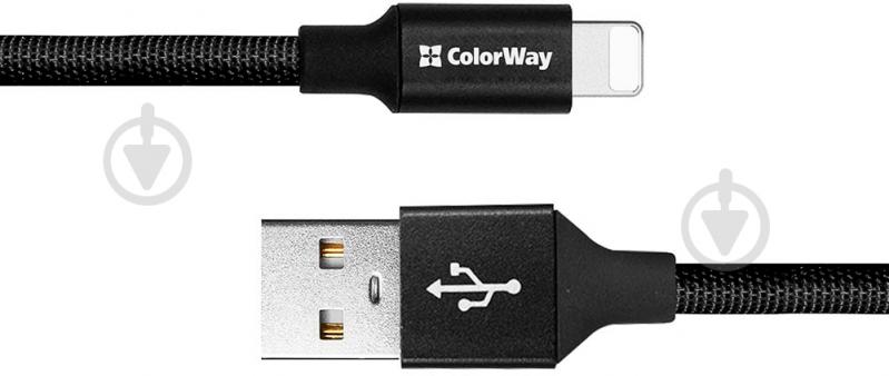 Кабель ColorWay USB - Apple Lightning 2.4 А 0,25 м чорний (CW-CBUL048-BK) - фото 4 Кабель ColorWay USB - Apple Lightning 2.4 А 0,25 м чорний (CW-CBUL048-BK) - фото 4