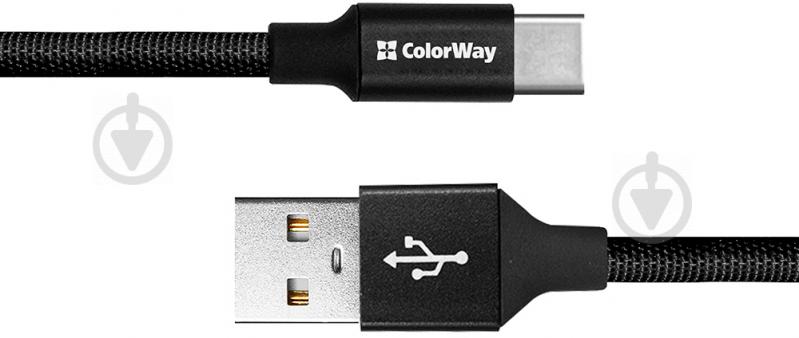 Кабель ColorWay USB - Type -C 2.4 А 0,25 м чорний (CW-CBUC048-BK) - фото 3