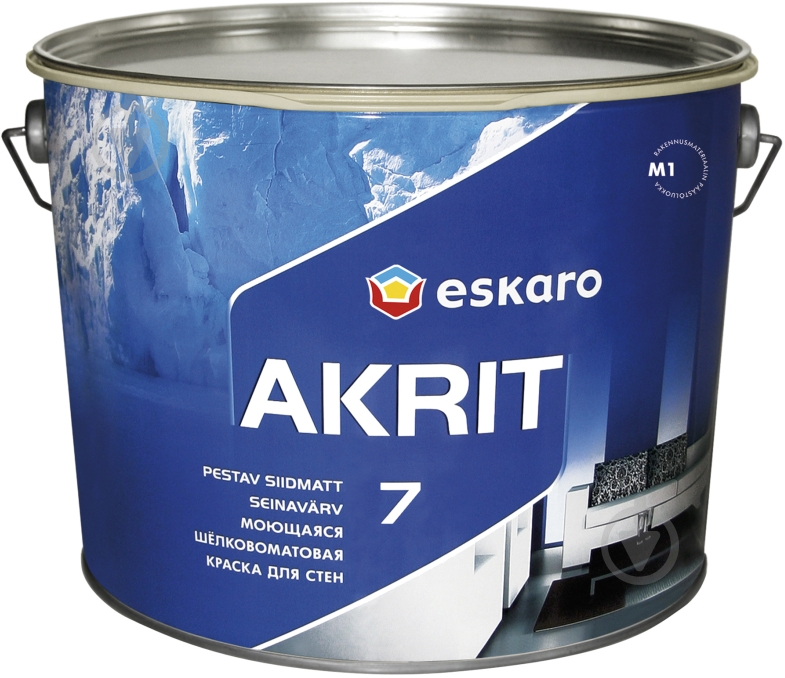 Краска акрилатная Eskaro Akrit 7 шелковистый мат SPIRIT 3-8-1 9,5 л - фото 2