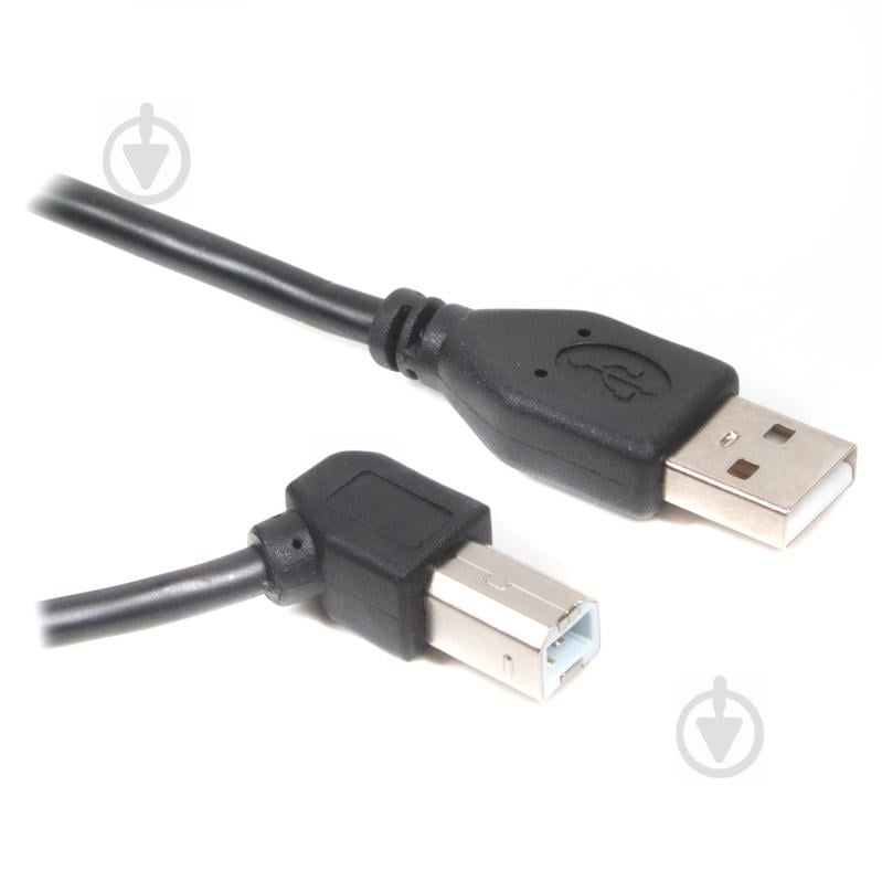 Кабель Cablexpert 3 м чорний (CCP-USB2-AMBM90-10) USB2.0 A-тато/B-тато, кутовий - фото 1